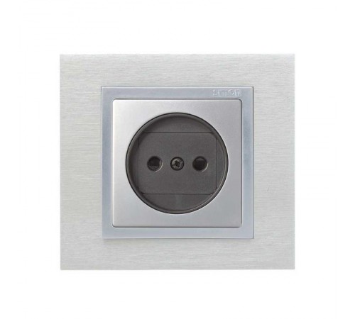 Simon 82 Накладка на розетку двухполюсную 2Р б/з, с защитными шторками, S82, S82N, алюминий-графит  82040-33  Simon