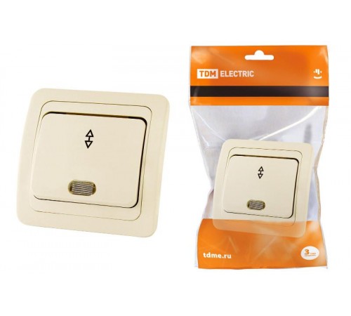 Переключатель на 2 направления с подсветкой 10А сл. кость "Валдай"  SQ1804-0105  TDM