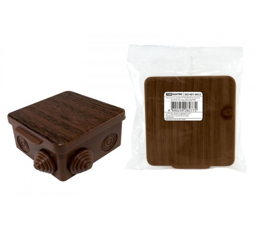 Коробка распределительная о/п 80х80х50мм, крышка, бук, IP54, 7вх. инд. штрихкод  SQ1401-0612  TDM