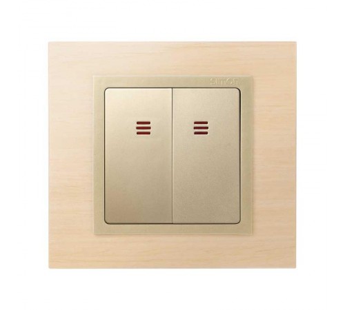 Simon 82 Клавиши (2 шт) для двухклавишного выключателя с подсветкой, S82, S82N, шампань  82025-34  Simon