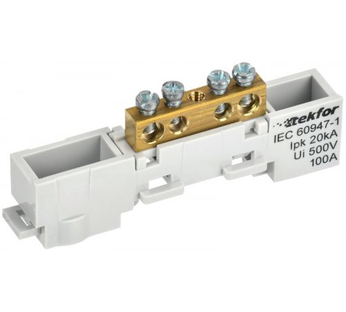 TEKFOR Шина L "фаза" неизолированная на универсальном держателе 6х9-4-Ср  TF-NN10-04-DL-K03  IEK