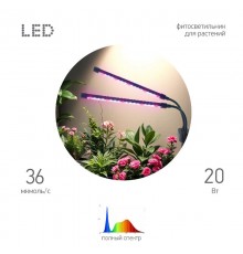 Настольный светильник для растений  FITO-20W-АLED-Ra-USB полного спектра 20 Вт черный  Б0068236  ЭРА