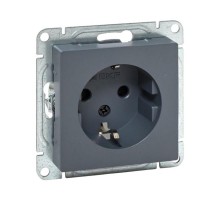 Механизм розетки, 16А, с заземлением, со шторками, графит Эпика  UP1-SOG-111 EKF