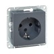 Механизм розетки, 16А, с заземлением, со шторками, графит Эпика  UP1-SOG-111 EKF