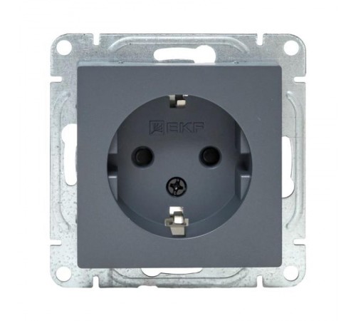 Механизм розетки, 16А, с заземлением, со шторками, графит Эпика  UP1-SOG-111 EKF