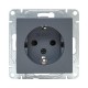 Механизм розетки, 16А, с заземлением, со шторками, графит Эпика  UP1-SOG-111 EKF