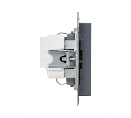 Механизм розетки, 16А, с заземлением, со шторками, графит Эпика  UP1-SOG-111 EKF