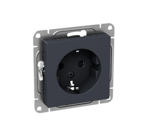 Механизм розетки, 16А, с заземлением, со шторками, графит Эпика  UP1-SOG-111 EKF