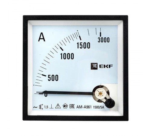 Амперметр AM-A961 аналоговый на панель 96х96 (квадратный вырез) 1500А трансформаторное подключение EKF PROxima  ama-961-1500  EKF
