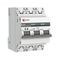 Выключатель автоматический трехполюсный ВА 47-63 4А C 4,5кА PROxima  mcb4763-3-04C-pro  EKF (замена - M634304C)