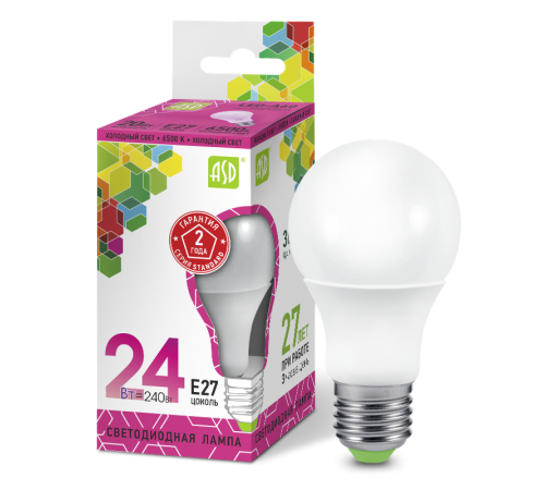 Лампа светодиодная LED-A65-standard 24Вт 230В Е27 6500К 2160Лм  4690612014289  ASD