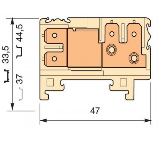 Клемма HD6/8.2G.2G., quick-connect (fast on) 6,3x0,8мм, 6 мм. кв., 2 горизонтальные, 2 вертикальные  1SNA160619R1000  TE
