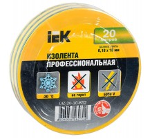 Изолента 0,18х19 мм желто-зеленая 20 метров   UIZ-20-10-K52  IEK