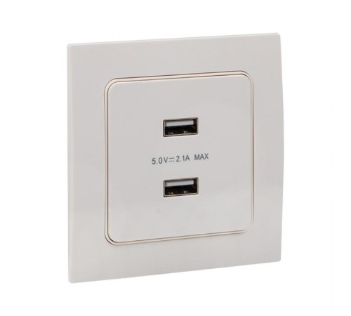 Стокгольм Механизм Розетки USB 2-местной 2,1А белый PROxima  EYR16-028-10-2USB  EKF