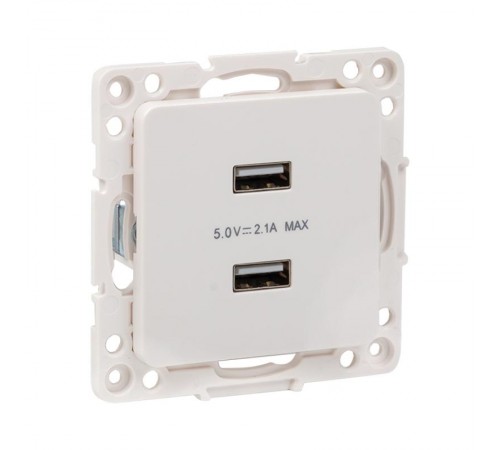 Стокгольм Механизм Розетки USB 2-местной 2,1А белый PROxima  EYR16-028-10-2USB  EKF