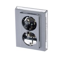 ABB Levit Серебро / дымчатый чёрный Розетка 2-ая с з/к со шторками 16А  5522H-C03457 70W  2CHH223457C6070  ABB