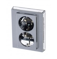 ABB Levit Серебро / дымчатый чёрный Розетка 2-ая с з/к со шторками 16А  5522H-C03457 70W  2CHH223457C6070  ABB