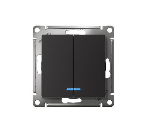 AtlasDesign Карбон Выключатель 2-клавишный с подсветкой,сх.5а, 10АХ, механизм, быстрозажимные клеммы  ATN001053S  SE