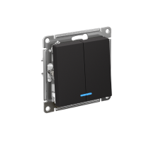 AtlasDesign Карбон Выключатель 2-клавишный с подсветкой,сх.5а, 10АХ, механизм, быстрозажимные клеммы  ATN001053S  SE