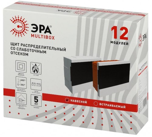 Корпус пластиковый навесной  MULTIBOX со слаботочным отсеком 12 модулей IP41 белый   Б0059314  ЭРА