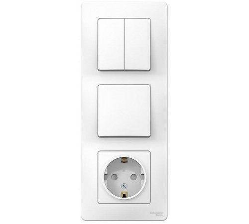 Blanca Белый С/У Блок:Розетка з/к шт 16А, 250В+выкл 1-клавишный+выкл 2-клавишный.  BLNBS101201  SE