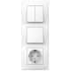 Blanca Белый С/У Блок:Розетка з/к шт 16А, 250В+выкл 1-клавишный+выкл 2-клавишный.  BLNBS101201  SE