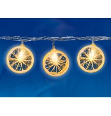 Гирлянда светодиодная  на эл.пит. 2AA Лимон ULD-S0400-010/STB/2AA WARM WHITE IP20 LEMON    4м. 10 диодов 3000К, шнур прозр.  UL-00003391  Uniel