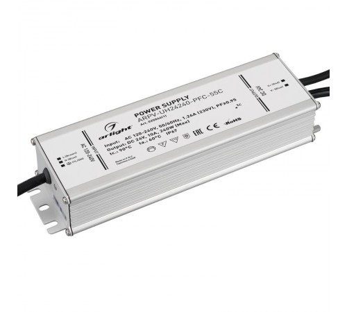 Блок питания ARPV-UH24240-PFC-55C (24V, 10.0A, 240W) (Arlight, IP67 Металл, 5 лет)  025046(1)  Arlight