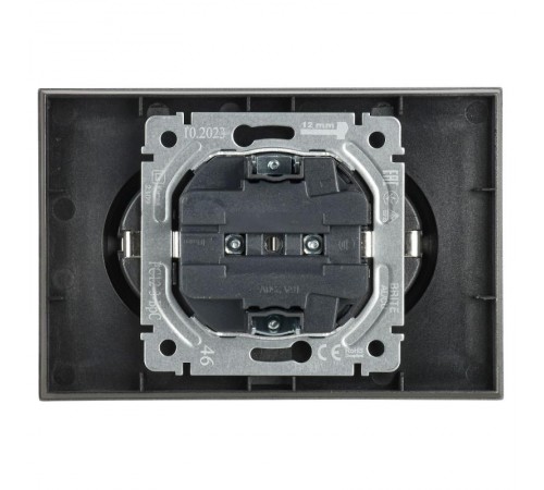 BRITE Розетка 2-ая с заземлением без шторок 16А в сборе РС12-3-БрС сталь  BR-R21-16-K46-F  IEK