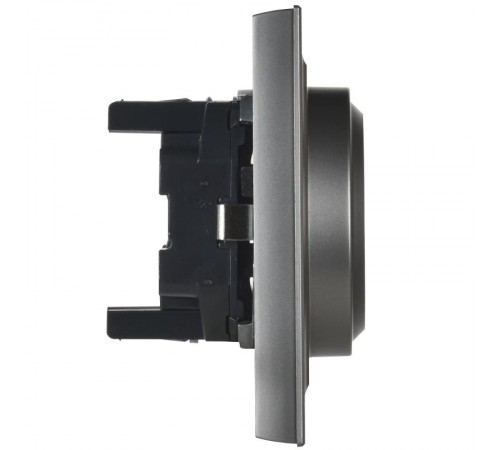 BRITE Розетка 2-ая с заземлением без шторок 16А в сборе РС12-3-БрС сталь  BR-R21-16-K46-F  IEK