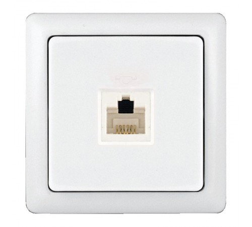 Хит Белый О/У без изолирующей пластины  Розетка телефонная RJ11 (160В, 1А)  RT-4A3-B  SE