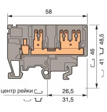 Клемма M4/6.3G винт 4мм.кв. винтовой зажим 4 мм.кв., 1 quick connect (fast on) 6,3x0,8 мм,  1SNA115279R0200  TE