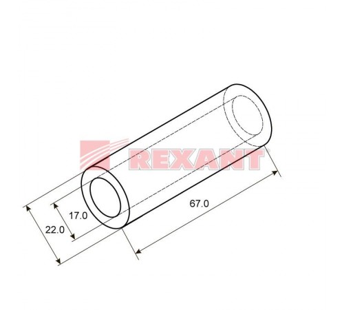 Гильза медная луженая ГМЛ 120-17 (120 мм -  17 мм) ГОСТ 23469.3-79 (в упак. 2 шт.)  07-5361  REXANT