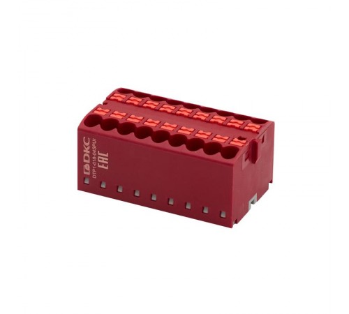 Блок распределительный, зажим push-in, 18 точек подключения 2,5 кв.мм, красный  DTP1-018-04SPUR  DKC