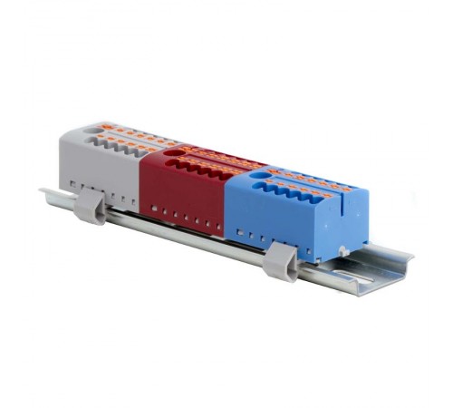 Блок распределительный, зажим push-in, 18 точек подключения 2,5 кв.мм, красный  DTP1-018-04SPUR  DKC