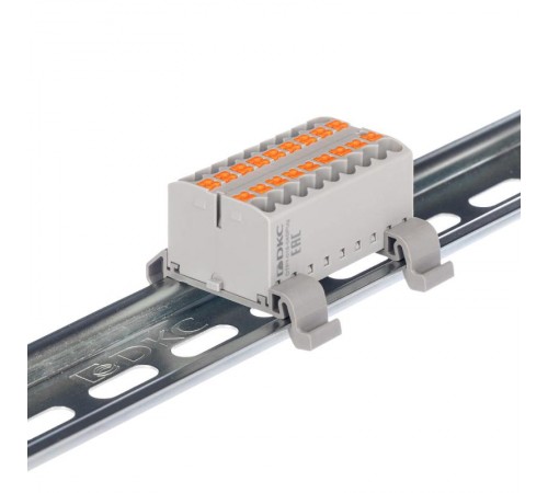 Блок распределительный, зажим push-in, 18 точек подключения 2,5 кв.мм, красный  DTP1-018-04SPUR  DKC