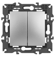 14-1106-03 Переключатель двойной, 10АХ-250В, IP20, Эра Elegance, алюминий  Б0034245  ЭРА