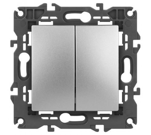 14-1106-03 Переключатель двойной, 10АХ-250В, IP20, Эра Elegance, алюминий  Б0034245  ЭРА