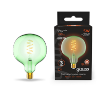 Лампа светодиодная LED Filament Flexible G125-C Green E27 5W 190lm 1800K 125*178mm 1/10  1012802105  Gauss