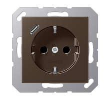 Розетка SCHUKO® с USB-зарядным устройством, тип С; термопласт; мокка  A1520-18CMO  Jung