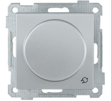 BOLERO серебрянный Розетка с/з со шторками с крышкой 16А РС16-1-0-Б  ERB16-K23-16  IEK