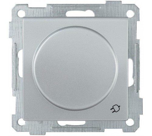 BOLERO серебрянный Розетка с/з со шторками с крышкой 16А РС16-1-0-Б  ERB16-K23-16  IEK