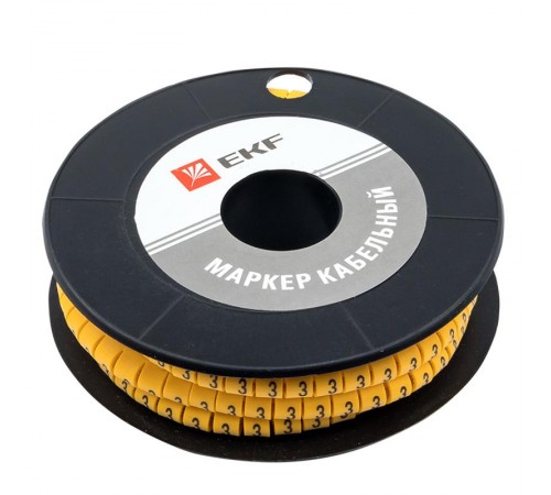 Маркер-кабельный 4,0кв.мм "3"(500шт.) (ЕС-2) EKF PROxima  plc-KM-4-3  EKF