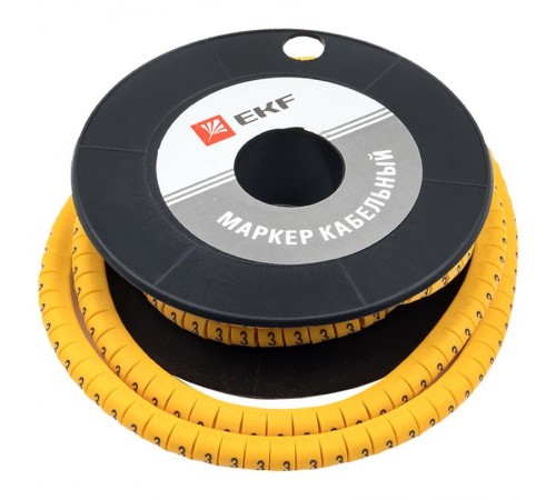 Маркер-кабельный 4,0кв.мм "3"(500шт.) (ЕС-2) EKF PROxima  plc-KM-4-3  EKF