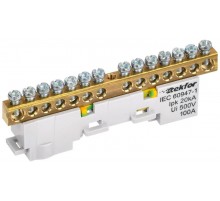 TEKFOR Шина PE "земля" неизолированная на универсальном держателе 6х9-14-Ж  TF-NN10-14-DL-K05  IEK