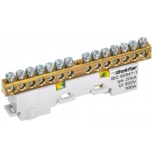 TEKFOR Шина PE "земля" неизолированная на универсальном держателе 6х9-14-Ж  TF-NN10-14-DL-K05  IEK