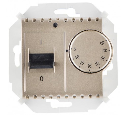 Simon 15 Шампань Регулятор для тёплого пола, с зондом, 16А, 230В, 3600Вт, 5-40град, IP20  1591775-034  Simon