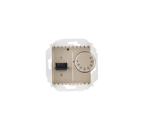 Simon 15 Шампань Регулятор для тёплого пола, с зондом, 16А, 230В, 3600Вт, 5-40град, IP20  1591775-034  Simon