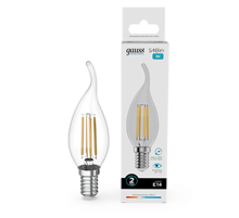 Лампа светодиодная   Filament Elementary Свеча на ветру 8W 540lm 4100К Е14 LED 1/10/100  42128  Gauss