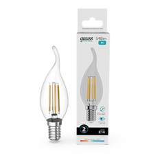 Лампа светодиодная   Filament Elementary Свеча на ветру 8W 540lm 4100К Е14 LED 1/10/100  42128  Gauss